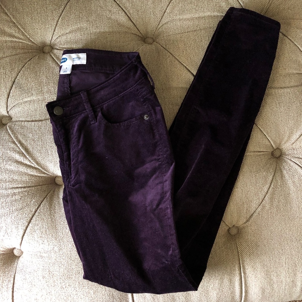 Old Navy purple velvet rockstar skinny jeans